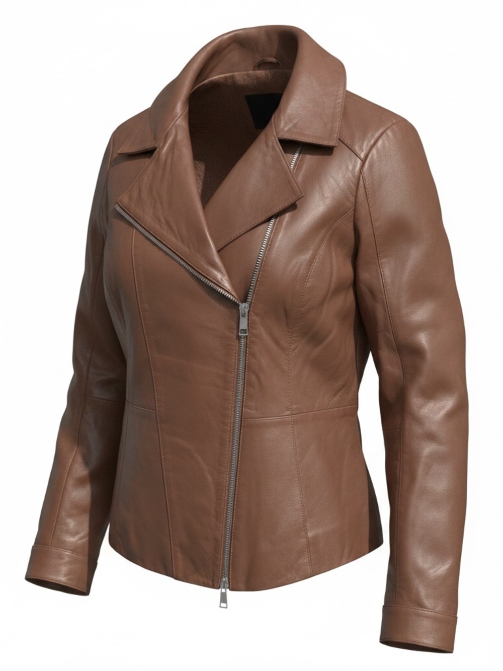 Studio by D&Co Moto Leather Jacket L Full Zip Biker Chic Buttery Soft Lambskin